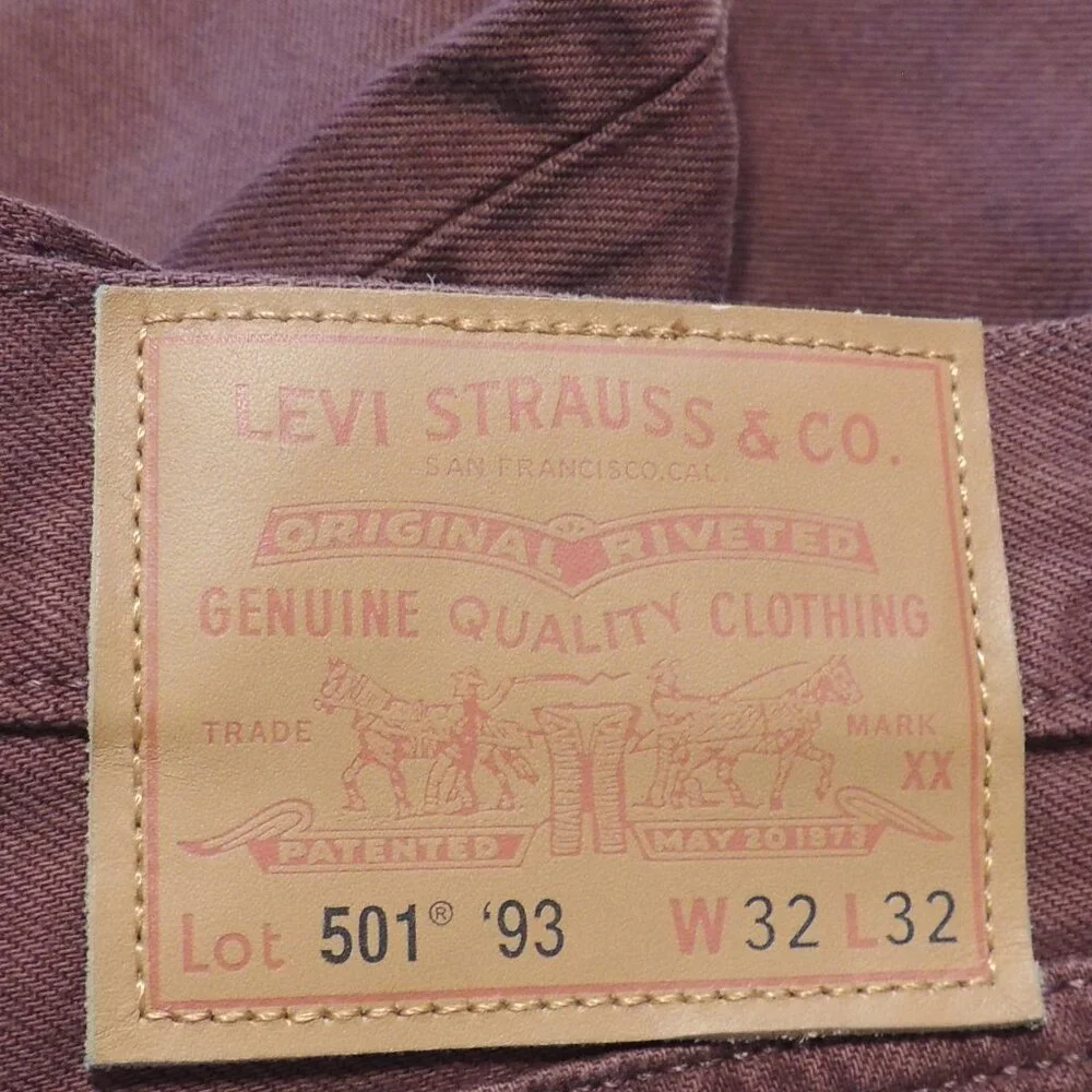 Levi's Jeans 501 Button Fly 1990s Large E Men 32x32 Pockets Red Fun Party Jeans